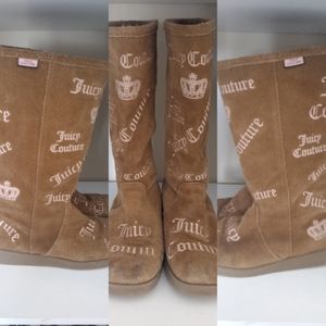 Juicy Couture Y2K 90s Suede Shearling Teddy Lined Winter Boots